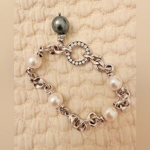 Faux Silver and Pearl Bracelet